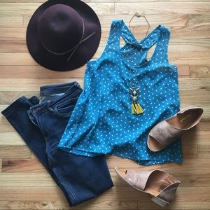 Mine | Blue Top Birds Pattern